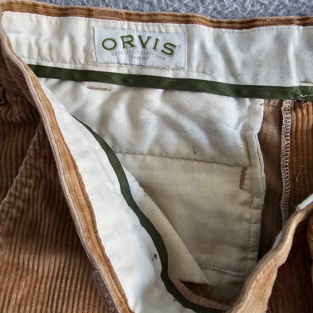 Orvis Corduroy Pants 40x25.5 Tan Wide Wale Straight Leg Trousers Casual Rugged - Picture 4 of 8